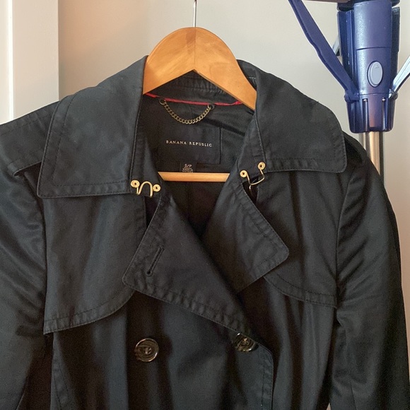 Banana Republic Black Trench Coat | Size S - Picture 3 of 3